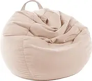LPMOERA Stuffed Animal Storage Bean Bag Chair Cover (No Filler) for Kids & Adults.Pets Dogs/Cats Lazy Beds.Soft Premium Corduroy Stuffable Organizing Children Plush Toys or Memory Foam, Beige, S