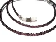 Pretty Purple Beaded Eyeglass Holder Necklace, Glasses Lanyard Cord, Clear Grips