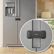 EUDEMON Updated French Fridge Lock French Door Refrigerator/Freezer Lock Apply to Max 2.28"(58mm) Two Door Gap Distance,Cabinet Cupboard Lock for Kids & Babies,Easy to install no Tools Need or Drill (Black)
