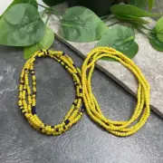 2 PC Handmade 37-44" Waist Beads Necklace African Boho Bracelet Anklet Set A1108