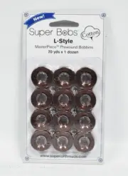Super Bobs MasterPiece Cotton 70yd Prewound Bobbins 12ct L-Style El Greco