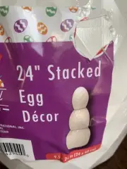 NEW 24” Stacked Easter Decor Egg Blow Mold Geometric 3 Pc Set~ White