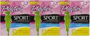 Playtex Sport Tampons with Flex-Fit Technology Regular Unscented 18 Count 3 Pack