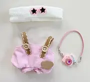 Tznzxm [3 Piece ] Clothes for LABUBU, Clothes Set for labubu Dolls, Lovely Style Set for Labubu Clothes - Fashionable Clothes + Stylish Hat + Mini Camera Accessories Outfit (NO Doll) (Pink Star)