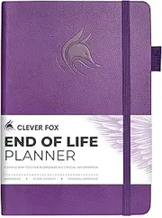 Clever Fox End of Life Planner – Guided Final Arrangements Organizer Notebook for Instructions, Beneficiary Info, Will Preparation, Last Wishes & Funeral Planning – Hardcover, A5 Size (Purple)