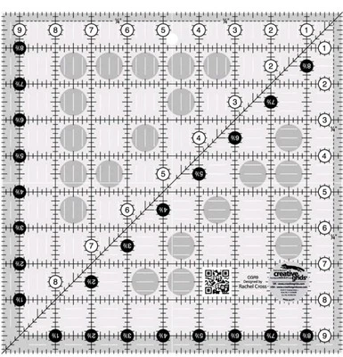 Creative Grids Quilt Ruler 9-1/2in x 9-1/2in Square – CGR9 Non-Slip Grip...