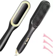 Hair Straightener Brush-Ionic Hair Brush Straightener for Women with 5 Temp Sett