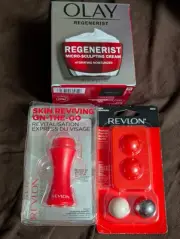 Olay & Revlon Regenerest Skin Reviving Set With Travel Roller And Roller Refills