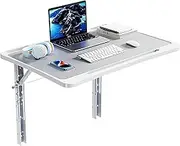 Wall Mounted Folding Table,Wall Mount Drop Leaf Tables,White Adjustable Steel Brackets, Wall Mount Folding Workbench Desk,for Small Spaces, Study Work Bench
