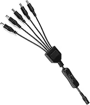 5.5x2.1mm Y Splitter Adapter Cord 1 Female to 2/3/4/5/6 Male for Security CCTV Parking Camera, LED Light