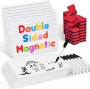 24 Pack Magnetic Small White Board Set - Double Sided Magnet Dry Erase Ruled Lap