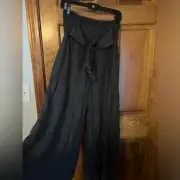Ampersand Avenue Medium Gray Palazzo Pants Trousers Wide Leg Flowy Light NWT