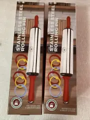 TWO 2 New Chefs Counter Stainless Steel Adjustable Rolling Pin