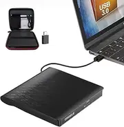 [ORIGBELIE] External CD/DVD Drive for Laptop, USB 3.0 CD Burner External DVD Drive Portable DVD Player for Laptop Desktop PC Apple Mac Windows 11/10/8/7/XP Linux OS with Carrying Case