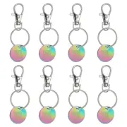 8Pcs Shopping Trolley Token Key Ring, Round Label Keychain, Dazzling Colors