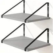 NNETM Rustic Wooden Wall Mounted Floating Shelf Set (2pcs)