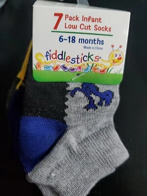 Baby Boys Low Cut Socks Dinosaurs/Spaceship - 7 Pairs - BRAND NEW