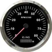 ELING 110mm Tachometer 0-8000rpm with Backlight 12V 24V Universal Type for Any Vehicle Black