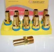 (10 Lot) 1/2" Tube x 3/8" MNPT Brass Adapter Fitting HAM-LET 739LMB1/2X3/8