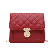 Fashion Lattice Pattern Women Shoulder Bag PU Leather Solid Color Female Messenger Chain Small Handbags