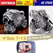 Stainless Steel Men's Retro Viking Bear Personality Ring Punk Biker Jewellery