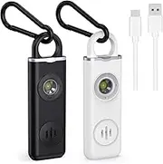 Upgrade 2PCS Personal Alarm for Women 130dB Loud Rechargeable Personal Safety Alarm Keychain with Strobe LED Light Emergency SOS Pocket Alarm for Students Kids Walker Elderly