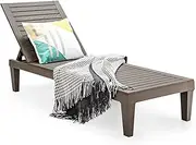 Costway Outdoor Chaise Lounge Chair, Lightweight Patio Day Bed Recliner w/Adjustable Backrest,Waterproof&Rust-Resistant,5 Reclining Positions Chaise Lounge for Patio,Beach,Balcony,Poolside (Coffee)