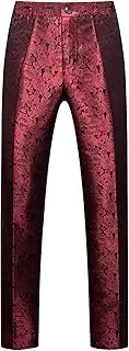 [MOGU] Mens Tuxedo Suit Pants for Wedding Party Jacquard Floral Design