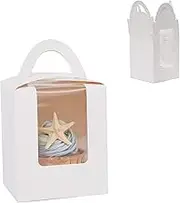 Generic Classic Bakery Box, 50pcs White Cupcake Boxes with Window, 3.7x3.7x4.3 inches, Auto-Pop Assembly, Ideal for Parties, Bakery, Gifting
