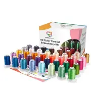 Embroidery Thread Kit, 40 Large 500M Spools of Color Polyester Floss for Need...