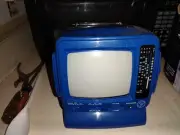 Pacific Technolgy blue Mini Portable TV/Radio With Antenna & Chord