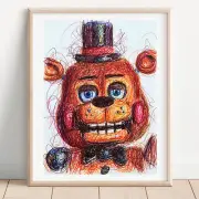 Toy Freddy Faz Bear Ballpoint Pen Print, Five Nights at Freddy 2 Art