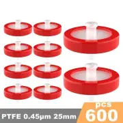 600Pcs HPLC PTFE Syringe Filters Hydrophobic 0.45μm 25mm Filtration Non-Sterile