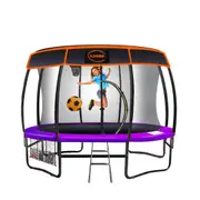 10ft Trampoline Free Safety Net Spring Pad Roof Mat Ladder Basketball - Purple