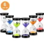 Sand Clock Timer 6Pcs 1/3/5/10/15/30min Sandglass Hourglass School Kids Game