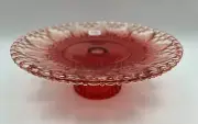 Anthropologie Red Ombré 9” Flash Color Cut Glass Cake Stand