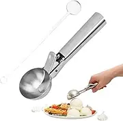 Ice Ball Scoop, Stainless Steel 4.8 cm, Gourmet Ice Cream Scoop, Ice Cream Spoon with Ejector, Stainless Steel Ice Cream Spoon with Trigger for Ice Balls, Meatballs, Mashed Potatoes