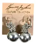 NWT Grey Crystal Silver KENNETH J LANE Couture Collection Pierced Earrings