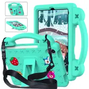 Catzon Strawberry iPad Mini 6 Case 8.3 Inch Shockproof Cover with Handle Band Shoulder Strap-MintGreen