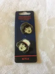 Netflix Stranger Things Dustin and Lucas Enamel Pin Set Excellent Condition