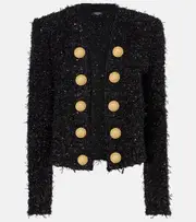 [Balmain] Balmain Lamé tweed jacket UK 18 black