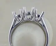THREE STONE RING SETTING CENTER 1.5CT AND SIDE 0.75CT 14K WHITE GOLD FOR 3CT TW