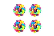4x Fumfings 7cm Tangle Rainbow Round Bouncy Balls Kids Fun Play Bounce Toy 3y+