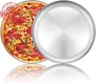 12" Stainless Steel Pizza Pan Round Baking Tray for Oven - 2 Pack Silver