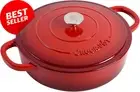 Crock Pot Artisan Red Enameled Cast Iron Braiser with Lid 5 Qt Cookware