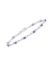Silver 1.61 ct. tw. Diamond & Amethyst Bracelet