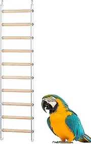 Parrot Ladder - Cage Accessories Climbing Perches | Birds Climb Ladder with 360° Rotatable Hook for Lovebirds, Parrot, Parakeet, Budgies, Cockatiel