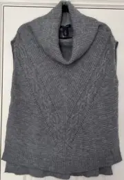 White House Black Market Wool Blend Cable Cowl Poncho Pullover Sweater Size XS