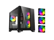 DIYPC ARGB-Q3 Black Steel / Tempered Glass Micro ATX Tower Computer Case