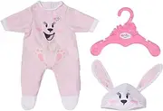 Zapf Creation 834473 BABY Born Bunny Cuddly Suit 43 cm Doll Clothes Doll Overall in Pink, Bunny Hat with Floppy Ears and Hangers